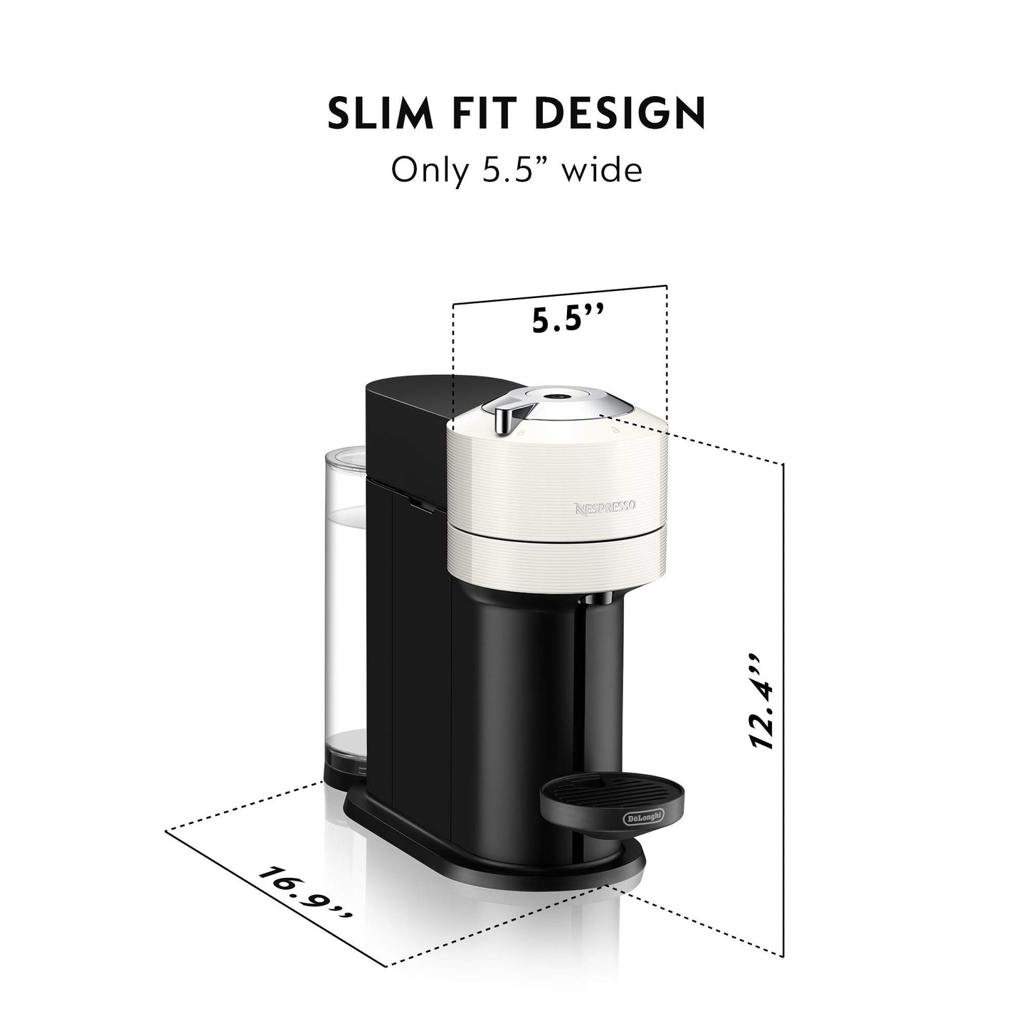 Nespresso Vertuo Next Coffee and Espresso Maker by De'Longhi, White