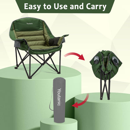 Oversized Camping Chair, Portable Folding Camping Chairs with Side Pocket, Cup Holder and Carry Bag, Heavy Duty Outdoor Camping Chairs for Adults, Fishing, Sports, Trip, up to 400lbs, Style 4