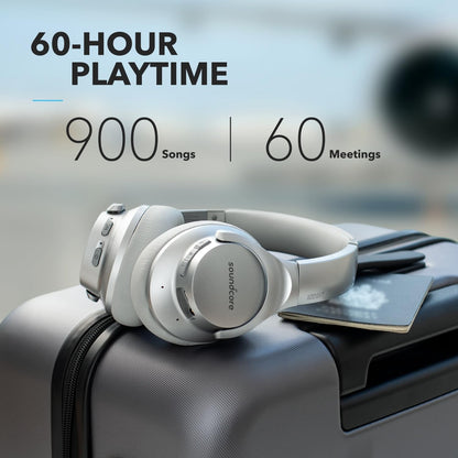Soundcore Anker Life Q20 Hybrid Active Noise Cancelling Headphones, Wireless Over Ear Bluetooth Headphones, 60H Playtime, Hi-Res Audio, Deep Bass, Foam Ear Cups, Travel, Office, USB-C Charging