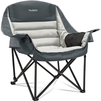 Oversized Camping Chair, Portable Folding Camping Chairs with Side Pocket, Cup Holder and Carry Bag, Heavy Duty Outdoor Camping Chairs for Adults, Fishing, Sports, Trip, up to 400lbs, Style 4