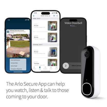 Arlo Video Doorbell 2K 2nd Generation & Chime 2 Bundle, 2K Doorbell Camera, 2-Way Audio, Package Detection, Motion Detection and Alerts, Built-in Siren, Night Vision, AVDK4001-100CNS, White