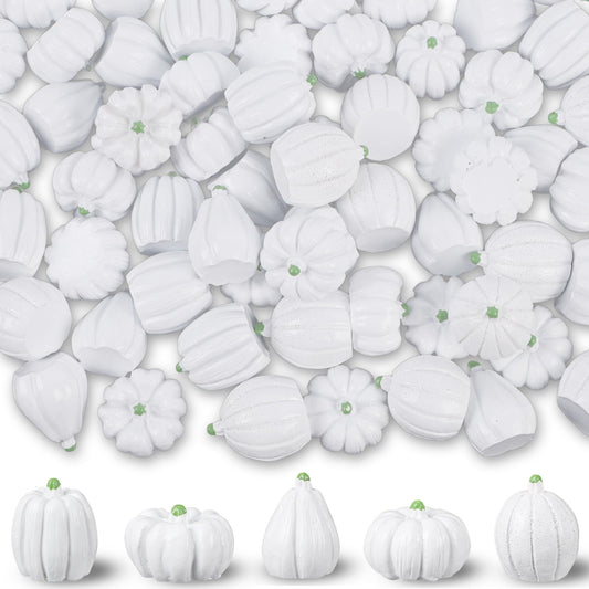 winemana 16 Pcs Golden and White Pumpkins Thanksgiving Pumpkin Decorations Assorted Sizes, Artificial Foam Harvest Autumn Decor, Fake Pumpkins Fall Decorations for Indoor Home Kitchen Table Mantle