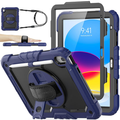 SEYMAC stock Case for iPad (A16) 11th/10th Generation 11''/10.9'' 2025/2022, Full-Body Drop Protection Case with Screen Protector &360° Rotate Hand Strap/Stand, Black