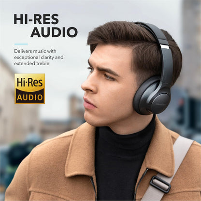 Soundcore Anker Life Q20 Hybrid Active Noise Cancelling Headphones, Wireless Over Ear Bluetooth Headphones, 60H Playtime, Hi-Res Audio, Deep Bass, Foam Ear Cups, Travel, Office, USB-C Charging