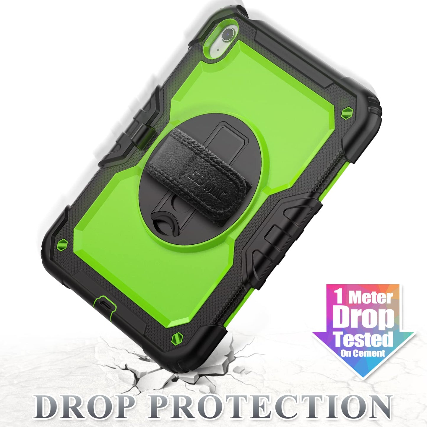 SEYMAC stock Case for iPad (A16) 11th/10th Generation 11''/10.9'' 2025/2022, Full-Body Drop Protection Case with Screen Protector &360° Rotate Hand Strap/Stand, Black