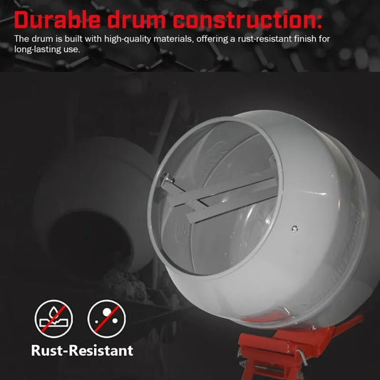 POPULAR4.6 cu. ft. Cement Mixer Portable Mixing Cement Mixer Drive Gearbox 560W Portable Electric Concrete Mortar Barrow Machine