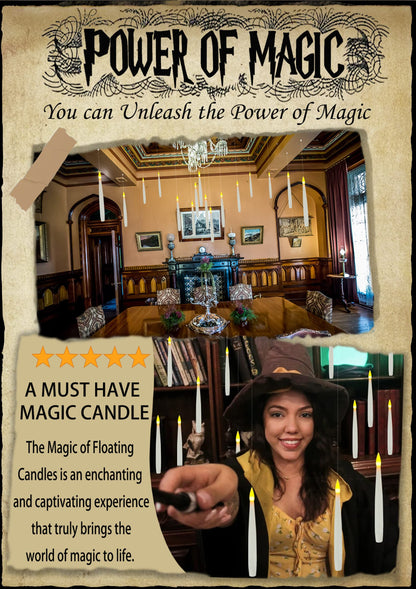 Halloween Decorations, 20 PCs Floating Candles with Wand Magic Hanging Candles, Flickering Warm Light Flameless Floating LED Candle with Wand Remote, Battery Operated Taper Candle Set for Theme Party