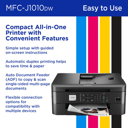Brother Work Smart 1360 Wireless Color Inkjet All-in-One Printer with Automatic Duplex Printing and 1.8” Color Display | Includes Refresh Subscription Trial(1) (MFC-J1360DW) (Uses LC501 Series Inks)