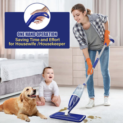 Spray Mop for Hardwood Floors Cleaning: Microfiber Wet Dry Floor Mops with 4 Washable Pads for Swiffer PowerMop - Flat Mop with Sprayer for Kitchen Tile Wood Laminate Vinyl