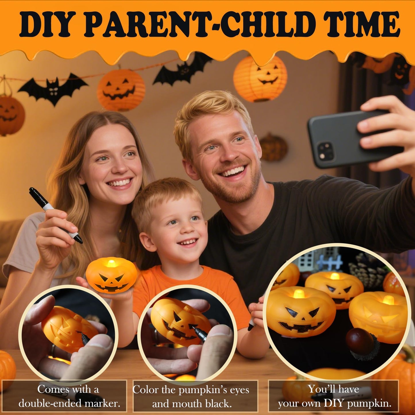 Halloween Decorations, 20 PCs Floating Candles with Wand Magic Hanging Candles, Flickering Warm Light Flameless Floating LED Candle with Wand Remote, Battery Operated Taper Candle Set for Theme Party