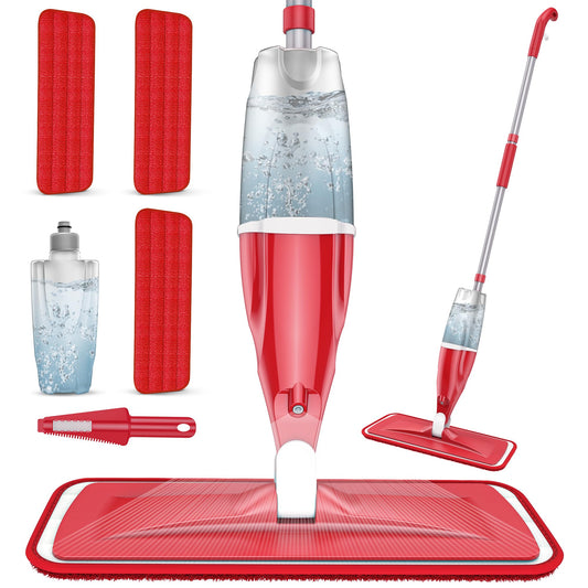 Spray Mop for Hardwood Floors Cleaning: Microfiber Wet Dry Floor Mops with 4 Washable Pads for Swiffer PowerMop - Flat Mop with Sprayer for Kitchen Tile Wood Laminate Vinyl