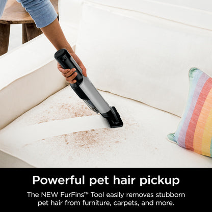 Shark WANDVAC Power PET Cordless Hand Vac, Ultra-Lightweight & Portable with Powerful Suction & Boost Mode, New FurFins Tool & Duster Crevice Tool, Designed for Car & Pet Homes, White, WV410WH
