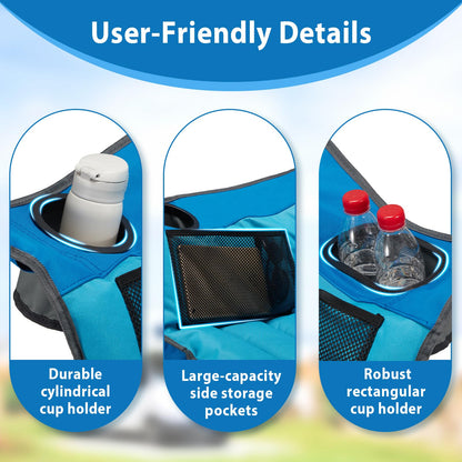 Oversized Camping Chair, Portable Folding Camping Chairs with Side Pocket, Cup Holder and Carry Bag, Heavy Duty Outdoor Camping Chairs for Adults, Fishing, Sports, Trip, up to 400lbs, Style 4