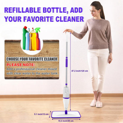 Spray Mop for Hardwood Floors Cleaning: Microfiber Wet Dry Floor Mops with 4 Washable Pads for Swiffer PowerMop - Flat Mop with Sprayer for Kitchen Tile Wood Laminate Vinyl