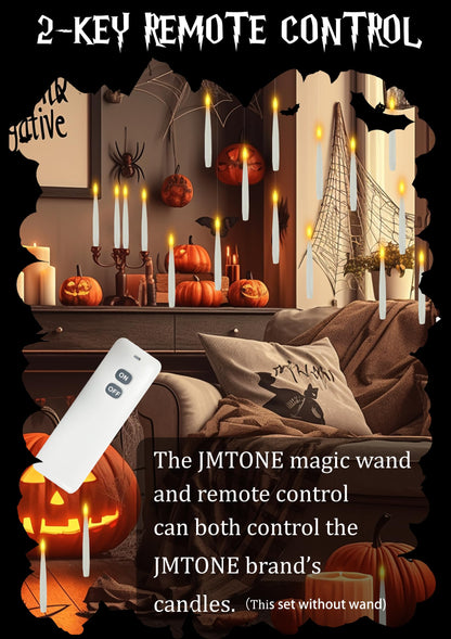 Halloween Decorations, 20 PCs Floating Candles with Wand Magic Hanging Candles, Flickering Warm Light Flameless Floating LED Candle with Wand Remote, Battery Operated Taper Candle Set for Theme Party