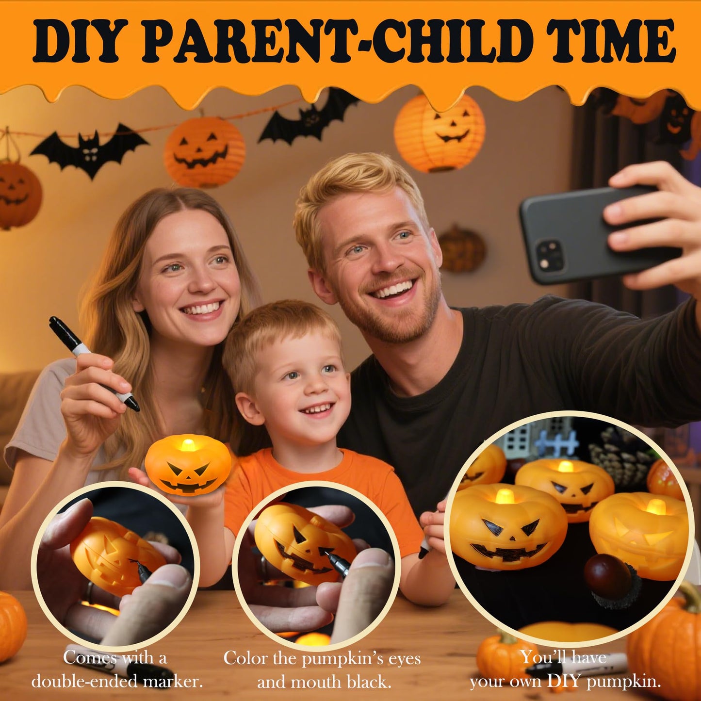 Halloween Decorations, 20 PCs Floating Candles with Wand Magic Hanging Candles, Flickering Warm Light Flameless Floating LED Candle with Wand Remote, Battery Operated Taper Candle Set for Theme Party