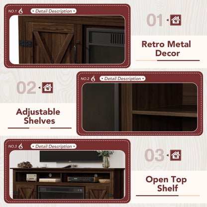 JUMMICO TV Stand for 65 Inch TV, Entertainment Center with Storage Cabinets and Sliding Barn Doors, Mid Century Modern Media TV Console Table for Living Room Bedroom (Rustic Oak)