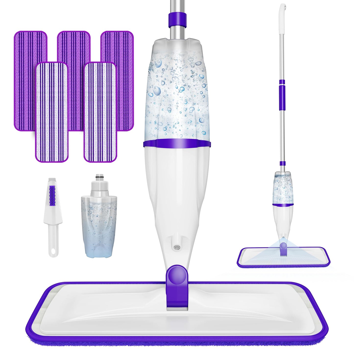 Spray Mop for Hardwood Floors Cleaning: Microfiber Wet Dry Floor Mops with 4 Washable Pads for Swiffer PowerMop - Flat Mop with Sprayer for Kitchen Tile Wood Laminate Vinyl