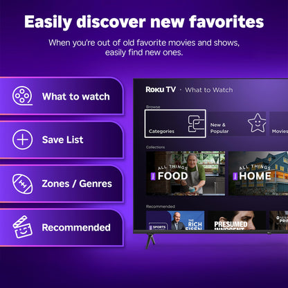 Roku Smart TV 2025 – 50-Inch Select Series, 4K HDR TV – RokuTV with Enhanced Voice Remote – Flat Screen LED Television with Wi-Fi for Streaming Live Local News, Sports, Family Entertainment