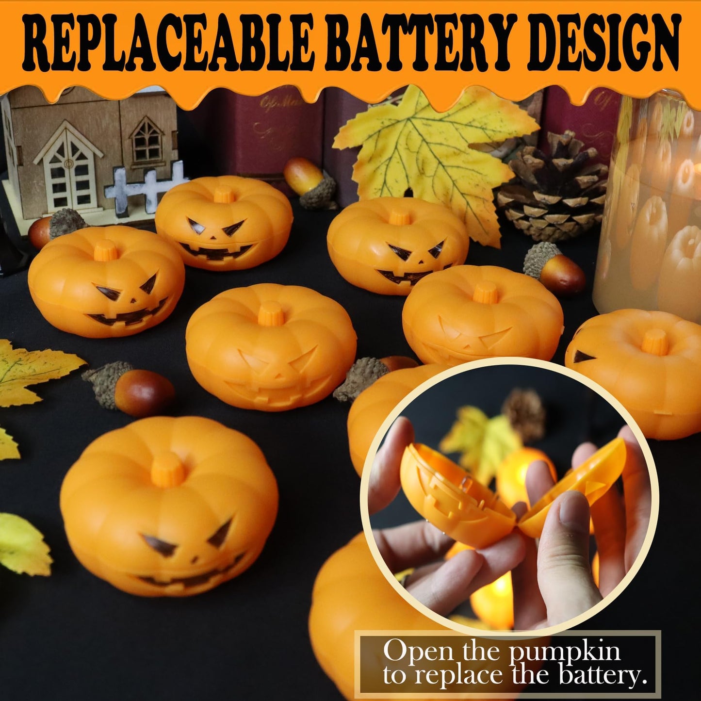 Halloween Decorations, 20 PCs Floating Candles with Wand Magic Hanging Candles, Flickering Warm Light Flameless Floating LED Candle with Wand Remote, Battery Operated Taper Candle Set for Theme Party
