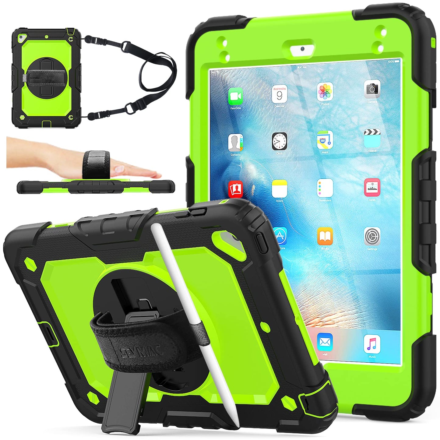 SEYMAC stock Case for iPad (A16) 11th/10th Generation 11''/10.9'' 2025/2022, Full-Body Drop Protection Case with Screen Protector &360° Rotate Hand Strap/Stand, Black