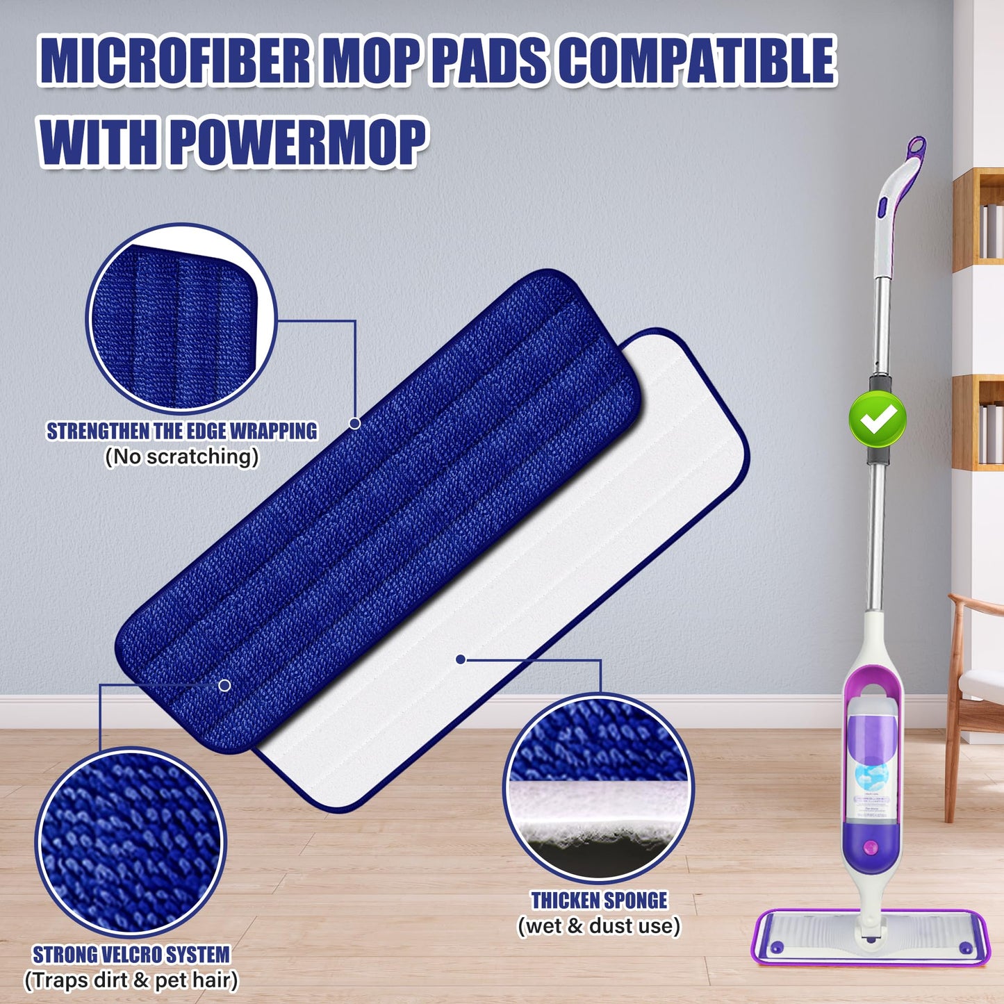 Spray Mop for Hardwood Floors Cleaning: Microfiber Wet Dry Floor Mops with 4 Washable Pads for Swiffer PowerMop - Flat Mop with Sprayer for Kitchen Tile Wood Laminate Vinyl