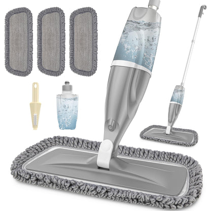 Spray Mop for Hardwood Floors Cleaning: Microfiber Wet Dry Floor Mops with 4 Washable Pads for Swiffer PowerMop - Flat Mop with Sprayer for Kitchen Tile Wood Laminate Vinyl