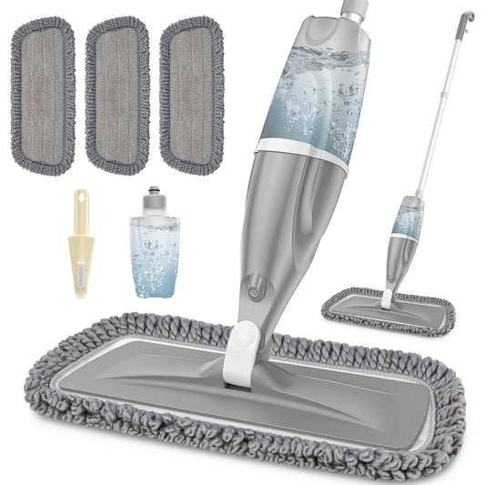 Spray Mop for Hardwood Floors Cleaning: Microfiber Wet Dry Floor Mops with 4 Washable Pads for Swiffer PowerMop - Flat Mop with Sprayer for Kitchen Tile Wood Laminate Vinyl