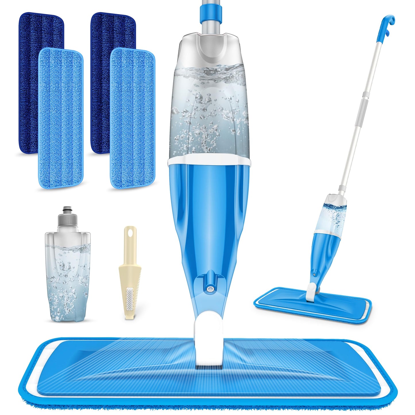 Spray Mop for Hardwood Floors Cleaning: Microfiber Wet Dry Floor Mops with 4 Washable Pads for Swiffer PowerMop - Flat Mop with Sprayer for Kitchen Tile Wood Laminate Vinyl