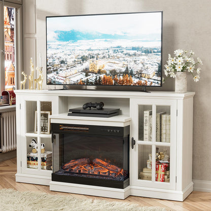 JUMMICO TV Stand for 65 Inch TV, Entertainment Center with Storage Cabinets and Sliding Barn Doors, Mid Century Modern Media TV Console Table for Living Room Bedroom (Rustic Oak)