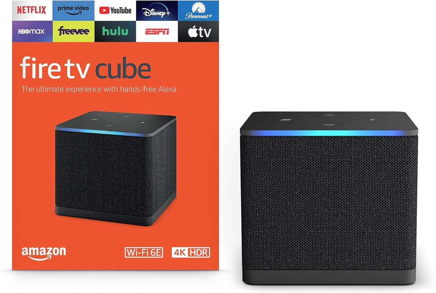Amazon Fire TV Cube (newest model) with AI-powered Fire TV Search, Hands-free streaming device with Alexa, Wi-Fi 6E, 4K Ultra HD