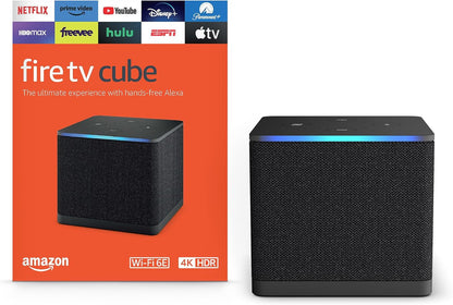 Amazon Fire TV Cube (newest model) with AI-powered Fire TV Search, Hands-free streaming device with Alexa, Wi-Fi 6E, 4K Ultra HD