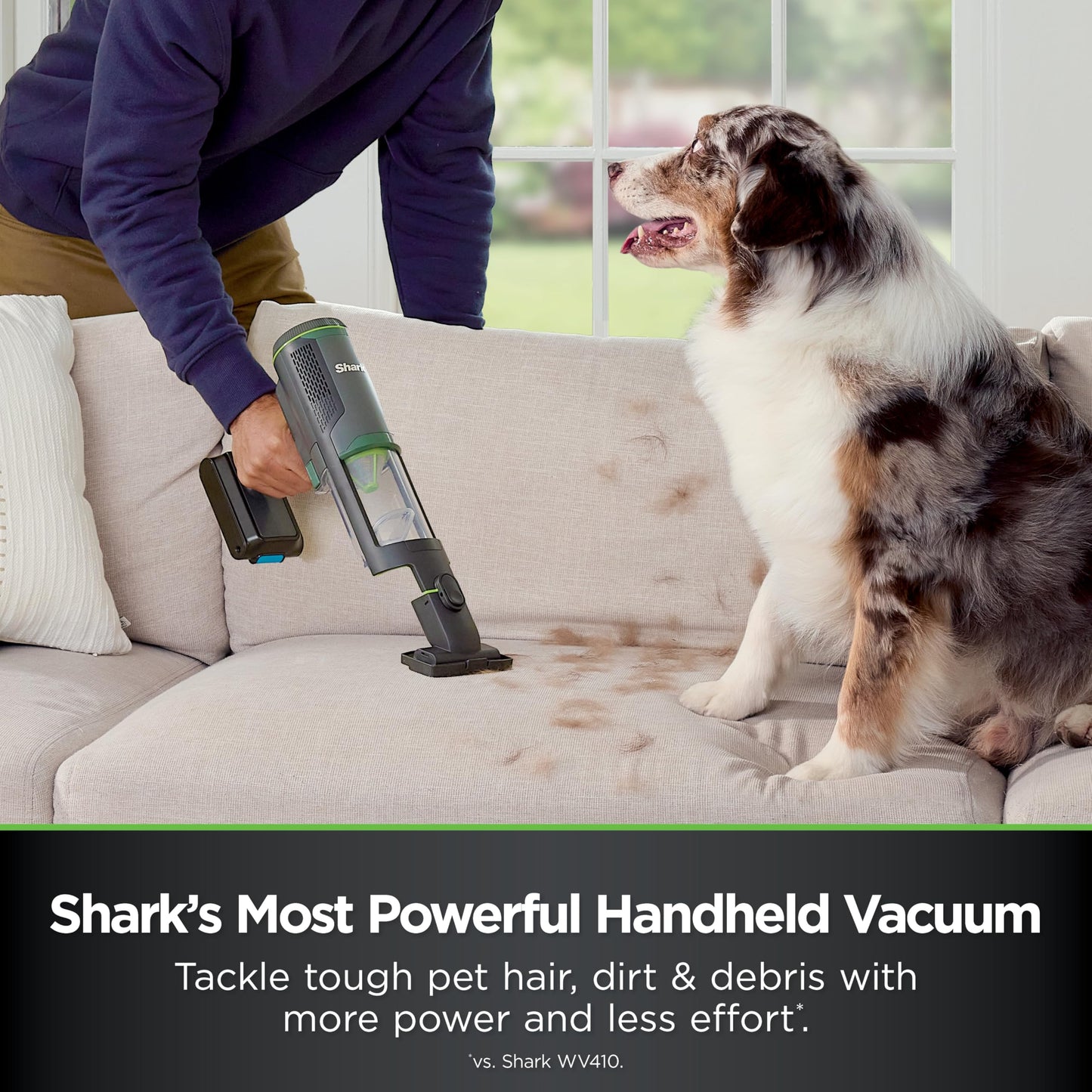 Shark WANDVAC Power PET Cordless Hand Vac, Ultra-Lightweight & Portable with Powerful Suction & Boost Mode, New FurFins Tool & Duster Crevice Tool, Designed for Car & Pet Homes, White, WV410WH