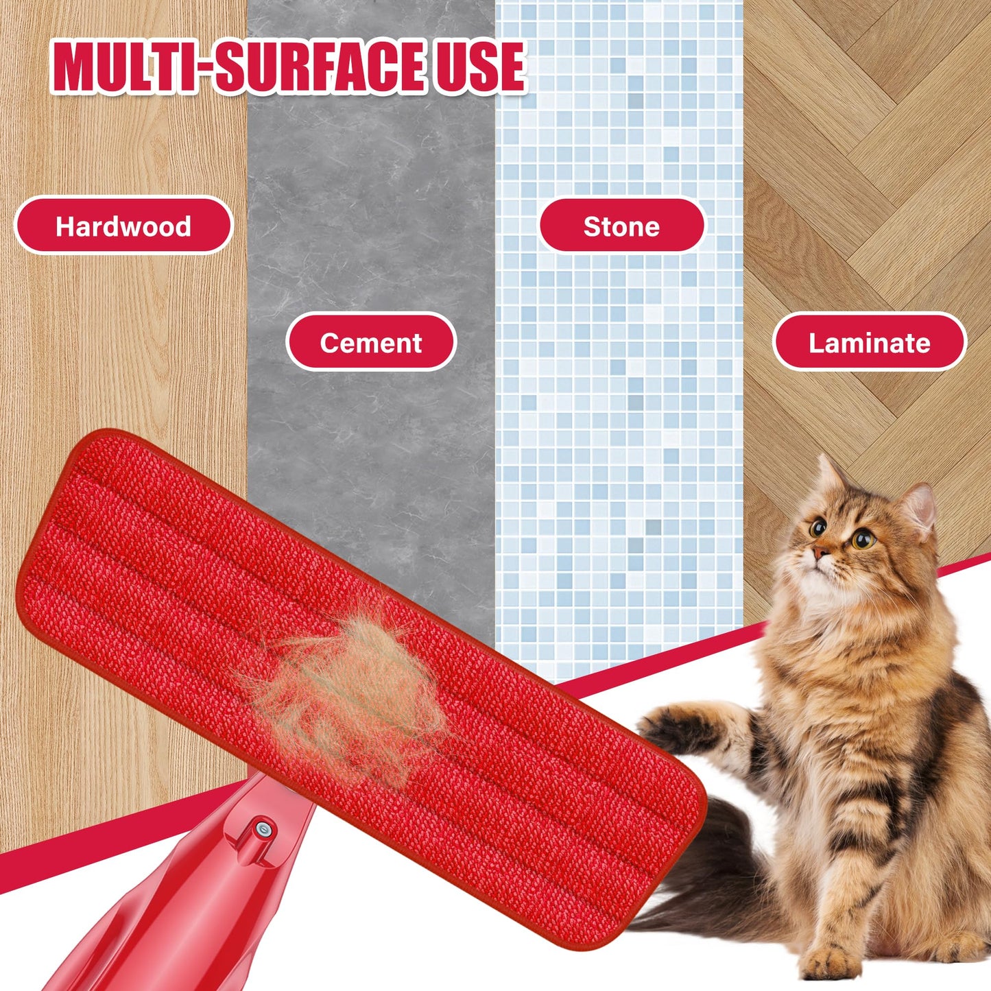 Spray Mop for Hardwood Floors Cleaning: Microfiber Wet Dry Floor Mops with 4 Washable Pads for Swiffer PowerMop - Flat Mop with Sprayer for Kitchen Tile Wood Laminate Vinyl