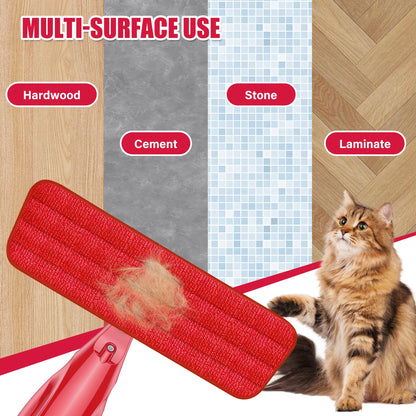 Spray Mop for Hardwood Floors Cleaning: Microfiber Wet Dry Floor Mops with 4 Washable Pads for Swiffer PowerMop - Flat Mop with Sprayer for Kitchen Tile Wood Laminate Vinyl