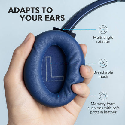 Soundcore Anker Life Q20 Hybrid Active Noise Cancelling Headphones, Wireless Over Ear Bluetooth Headphones, 60H Playtime, Hi-Res Audio, Deep Bass, Foam Ear Cups, Travel, Office, USB-C Charging
