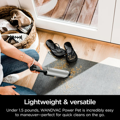 Shark WANDVAC Power PET Cordless Hand Vac, Ultra-Lightweight & Portable with Powerful Suction & Boost Mode, New FurFins Tool & Duster Crevice Tool, Designed for Car & Pet Homes, White, WV410WH