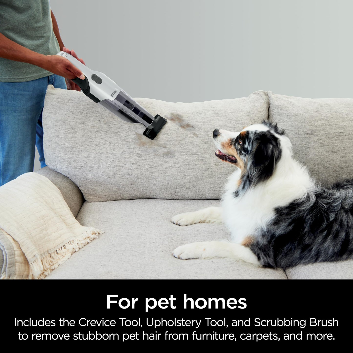 Shark WANDVAC Power PET Cordless Hand Vac, Ultra-Lightweight & Portable with Powerful Suction & Boost Mode, New FurFins Tool & Duster Crevice Tool, Designed for Car & Pet Homes, White, WV410WH
