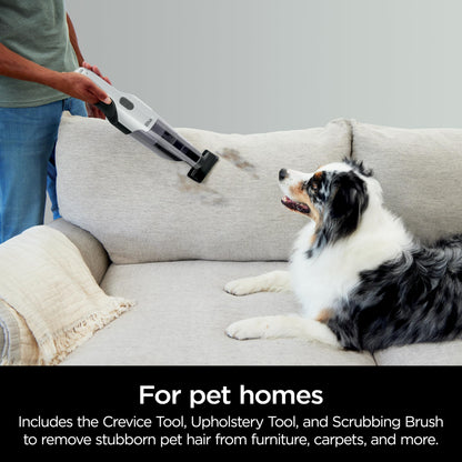 Shark WANDVAC Power PET Cordless Hand Vac, Ultra-Lightweight & Portable with Powerful Suction & Boost Mode, New FurFins Tool & Duster Crevice Tool, Designed for Car & Pet Homes, White, WV410WH