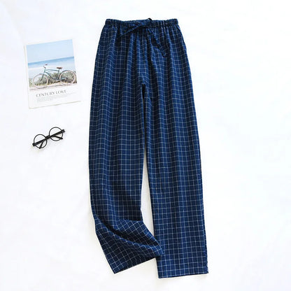 Women's Pajamas Pants Cotton Gauze Couples Home Pants Lounge Wear Loose Printed Sleep Bottoms Femme Pantalon Hombre Mujer Men