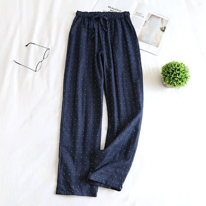 Women's Pajamas Pants Cotton Gauze Couples Home Pants Lounge Wear Loose Printed Sleep Bottoms Femme Pantalon Hombre Mujer Men