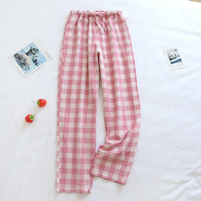 Women's Pajamas Pants Cotton Gauze Couples Home Pants Lounge Wear Loose Printed Sleep Bottoms Femme Pantalon Hombre Mujer Men