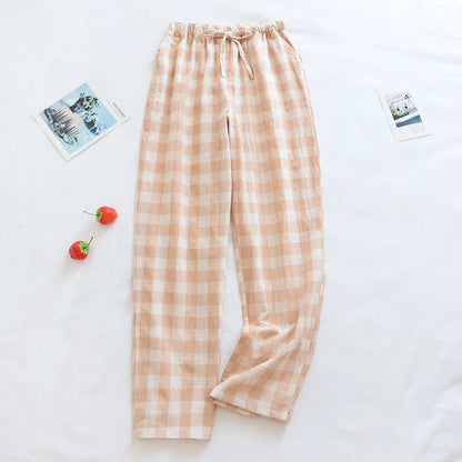 Women's Pajamas Pants Cotton Gauze Couples Home Pants Lounge Wear Loose Printed Sleep Bottoms Femme Pantalon Hombre Mujer Men
