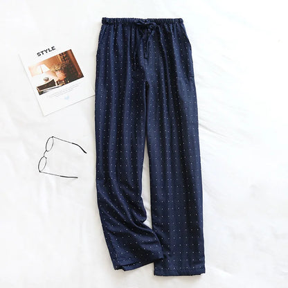 Women's Pajamas Pants Cotton Gauze Couples Home Pants Lounge Wear Loose Printed Sleep Bottoms Femme Pantalon Hombre Mujer Men