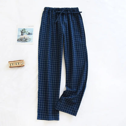 Women's Pajamas Pants Cotton Gauze Couples Home Pants Lounge Wear Loose Printed Sleep Bottoms Femme Pantalon Hombre Mujer Men