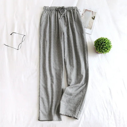 Women's Pajamas Pants Cotton Gauze Couples Home Pants Lounge Wear Loose Printed Sleep Bottoms Femme Pantalon Hombre Mujer Men