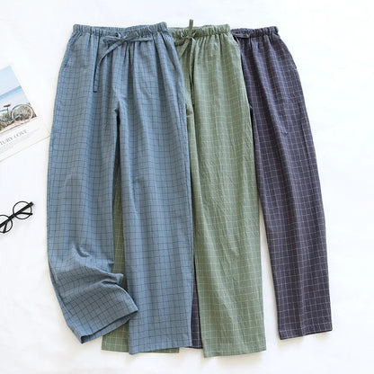 Women's Pajamas Pants Cotton Gauze Couples Home Pants Lounge Wear Loose Printed Sleep Bottoms Femme Pantalon Hombre Mujer Men