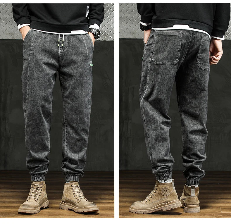 Men Outdoor Workwear Style Stretch Cuffed Tapered Pants Summer Autumn Comfortable Versatile Casual Harem Long Pants Plus Size5XL