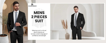 Men's two-piece suit, double-buttoned lapel jacket and pants | slim-fitting wedding/business attire | formal party wear