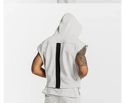 Mens Brand Gyms Clothing Bodybuilding Hooded Tank Top Cotton Sleeveless Vest Sweatshirt Fitness Workout Sportswear Tops Male